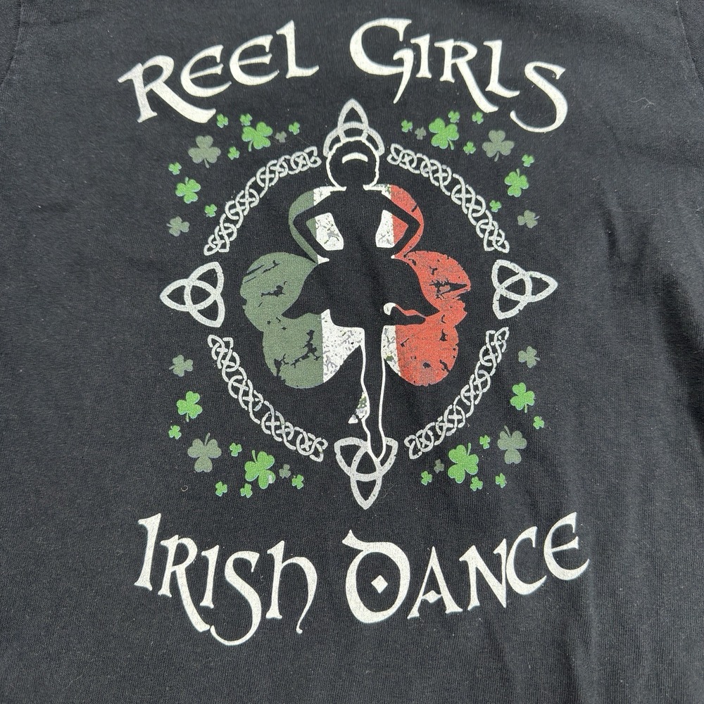 Reel Girls Irish Dance T Shirt Youth Fitted Black Graphic Tee - Picture 3 of 5